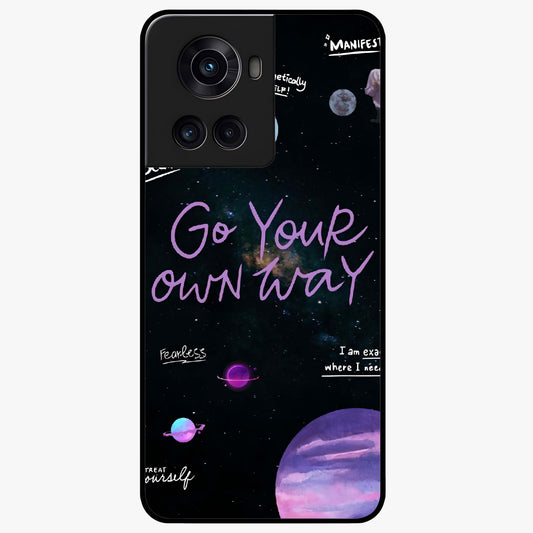 Galactic Vibes Universe Glass Case for 1+10R vibrant front view featuring universe inspired artistic artwork