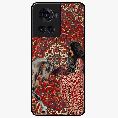 Girl With Horse Glass Case for 1+10R elegant front view featuring artistic illustration of girl and horse