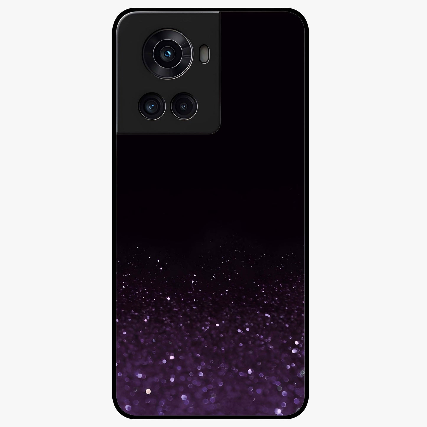 Glittery Purple Bokeh Glass Case for 1+10R vibrant front view featuring sparkling purple bokeh artwork