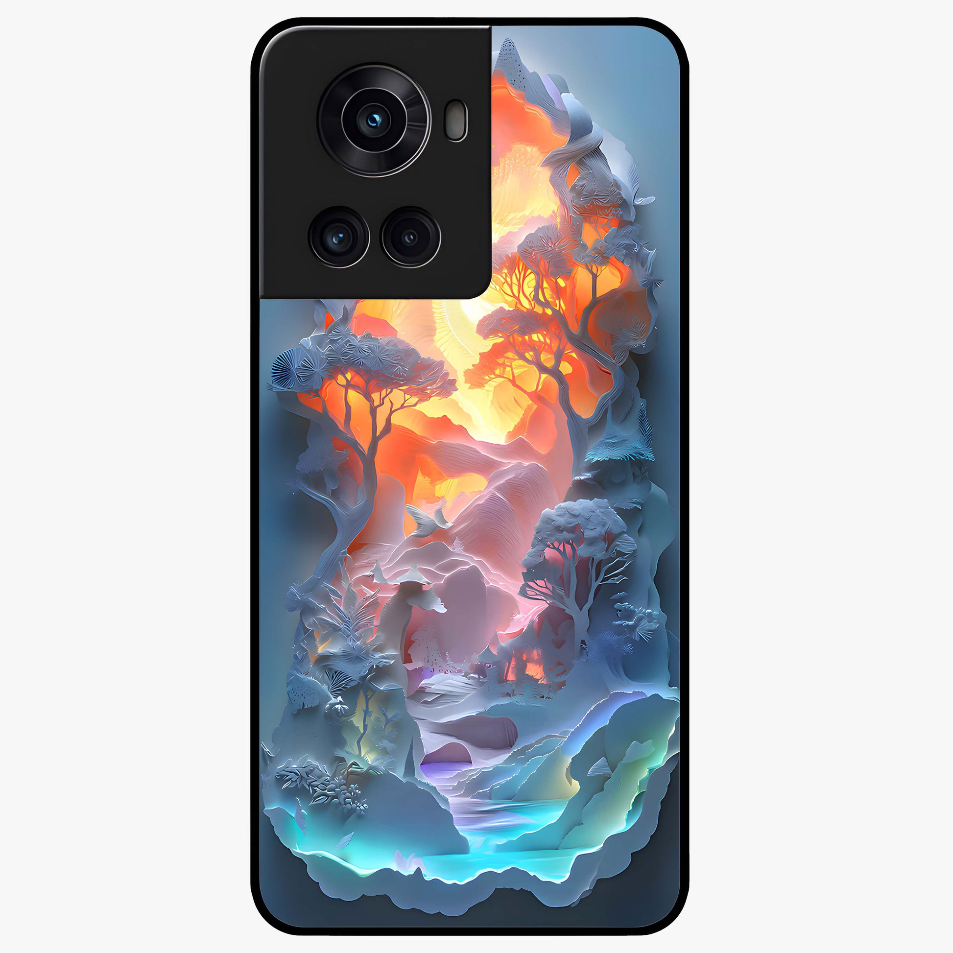 Glow Forest Portal Glass Case for 1+10R mystical front view featuring glowing forest gateway artwork