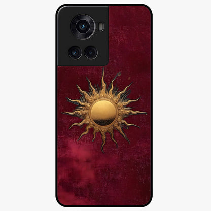 Golden Bloom Fields Glass Case for 1+10R serene front view featuring glowing floral field artwork