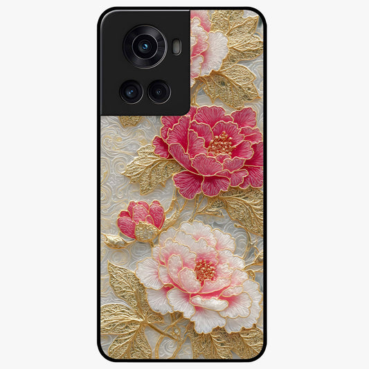 Golden Celestial Charm Glass Case for 1+10R radiant front view featuring celestial artwork with golden accents