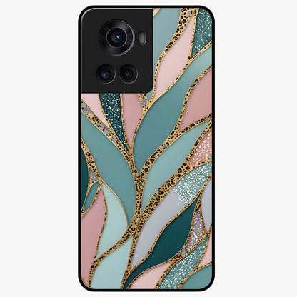 Golden Lotus Glow Glass Case for 1+10R serene front view featuring radiant lotus artwork in golden hues