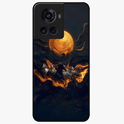 Golden Sun Majesty Glass Case for 1+10R radiant front view featuring majestic sun artwork in golden hues