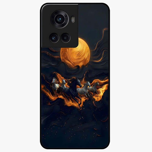 Golden Sun Majesty Glass Case for 1+10R radiant front view featuring majestic sun artwork in golden hues