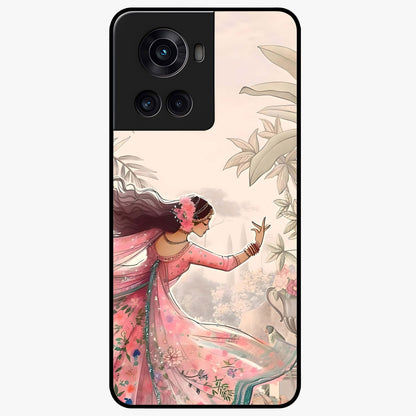 Graceful Garden Rhythm Glass Case for 1+10R elegant front view featuring flowing floral garden artwork