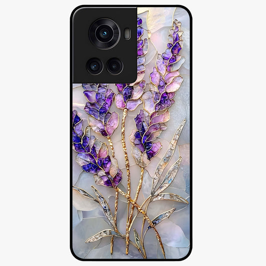 Lavender Dream Glow Glass Case for 1+10R radiant front view featuring glowing lavender inspired artwork