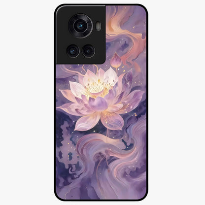 Lavender Lotus Muse Glass Case for 1+10R elegant front view featuring lotus artwork in calming lavender tones