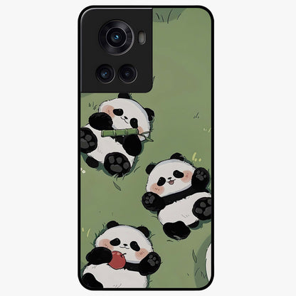 Lazy Panda Picnic Glass Case for 1+10R adorable front view featuring playful panda picnic themed artwork