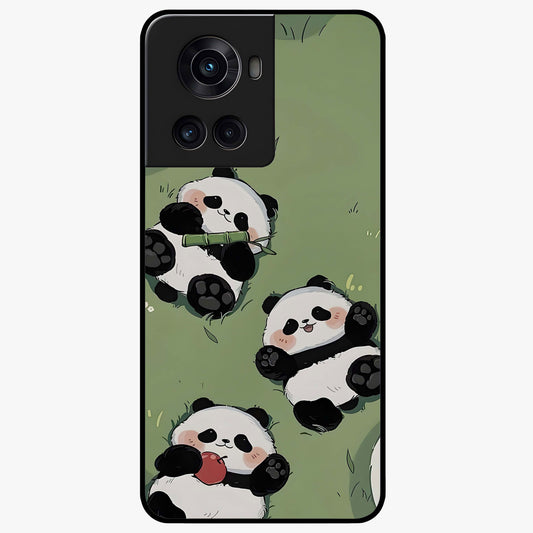 Lazy Panda Picnic Glass Case for 1+10R adorable front view featuring playful panda picnic themed artwork