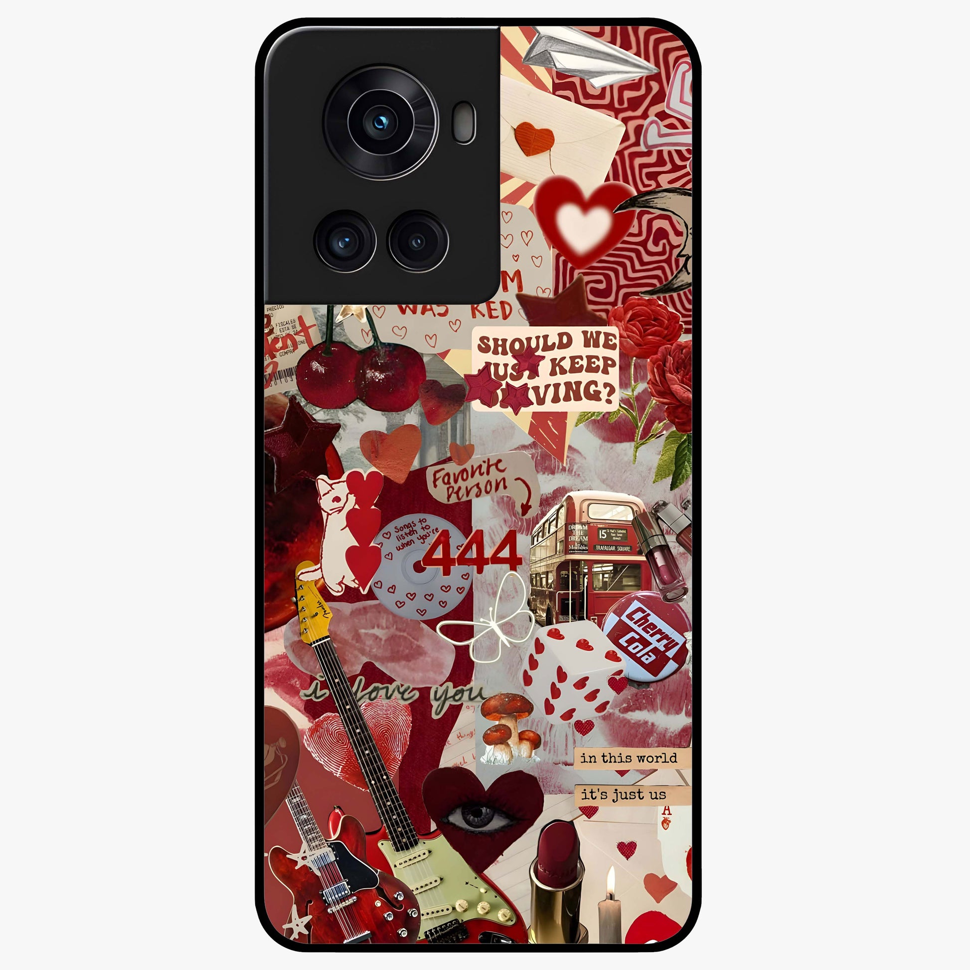 Lover’S Red Chaos Glass Case for 1+10R bold front view featuring intense red artistic artwork