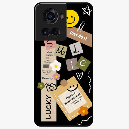 Lucky Aesthetic Collage Case Glass Case for 1+10R vibrant front view featuring layered aesthetic collage artwork