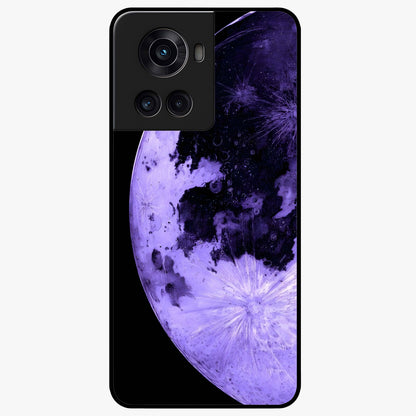 Lunar Glow in Violet Glass Case for 1+10R dreamy front view featuring glowing moon artwork in violet tones