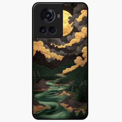 Lunar Silk Garden Glass Case for 1+10R elegant front view featuring floral artwork with soft lunar tones