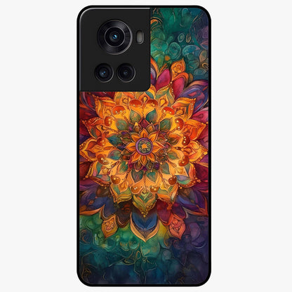 Mandala Vibrants Glass Case for 1+10R artistic front view featuring colorful mandala pattern artwork