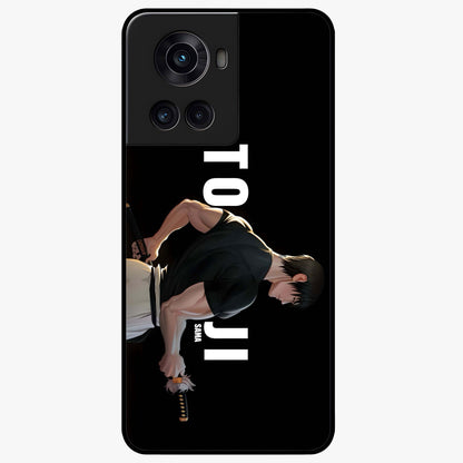 Midnight Blade Resolve Glass Case for 1+10R intense front view featuring sharp blade inspired artwork in dark tones