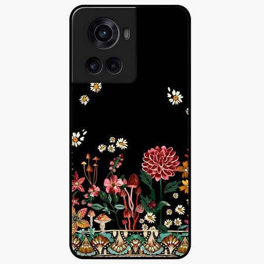 Midnight Bloom Pattern Glass Case for 1+10R elegant front view featuring floral artwork on deep night background