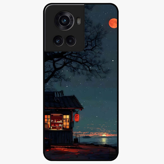 Midnight Lantern Glow Glass Case for 1+10R serene front view featuring glowing lantern artwork under night sky