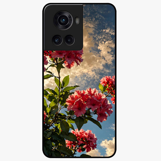 Moonlit Blossom Charm Glass Case for 1+10R elegant front view featuring floral artwork under soft moonlight tones