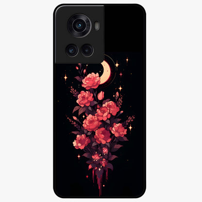 Moonlit Floral Elegance Glass Case for 1+10R graceful front view featuring sophisticated floral artwork on dark backdrop