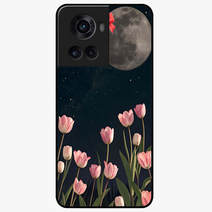Moonlit Night Tulip Glass Case for 1+10R serene front view featuring tulip floral artwork in midnight tones