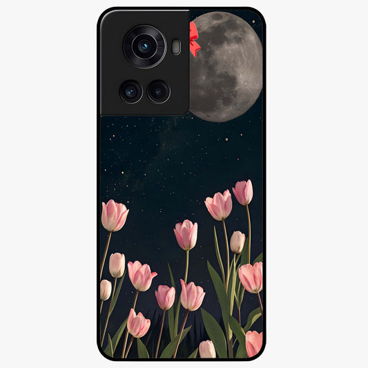 Moonlit Night Tulip Glass Case for 1+10R serene front view featuring tulip floral artwork in midnight tones