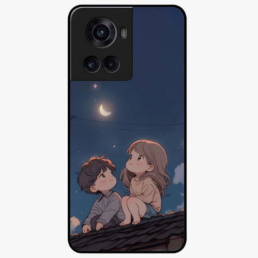 Moonlit Promise Together Glass Case for 1+10R romantic front view featuring couple inspired artwork in night tones