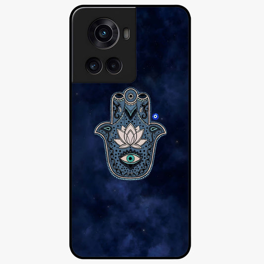 Mystic Calm Shield Glass Case for 1+10R serene front view featuring symbolic shield artwork in calming tones