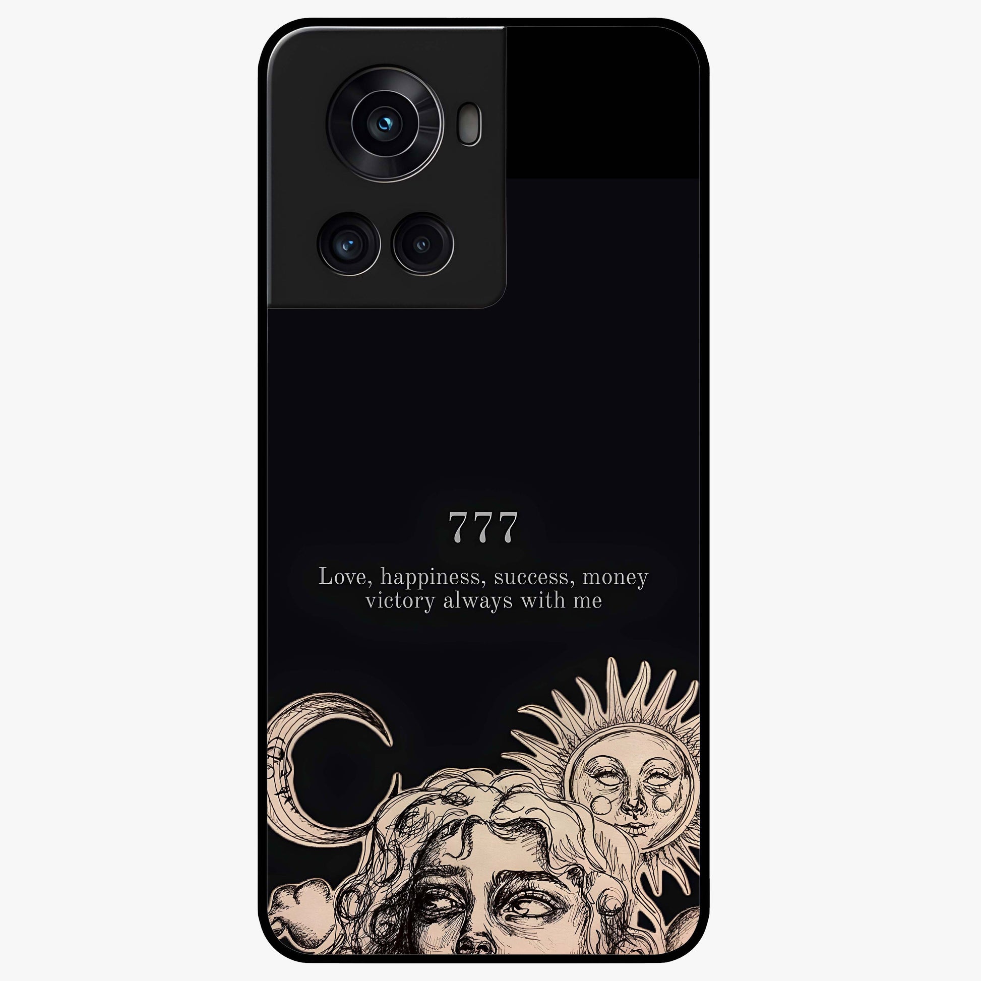 Mystic Victory Aura Glass Case for 1+10R bold front view featuring powerful aura inspired artwork