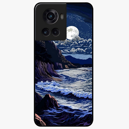 Night Moon Scenery Pattern Glass Case for 1+10R serene front view featuring moonlit landscape pattern artwork