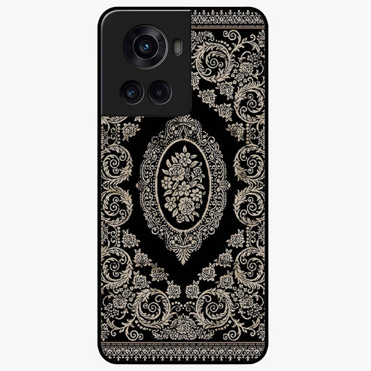 Noir Bloom Elegance Glass Case for 1+10R elegant front view featuring dark floral artwork in noir tones