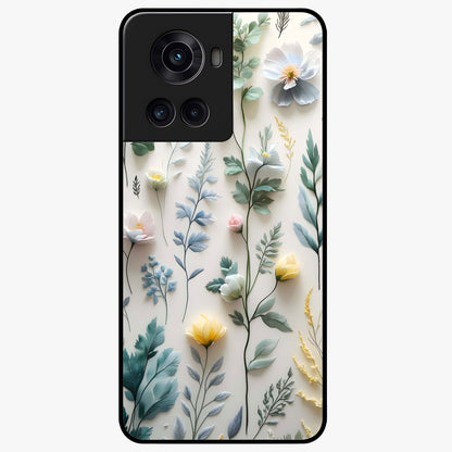 Pastel Garden Whispers Glass Case for 1+10R soft front view featuring delicate pastel floral artwork