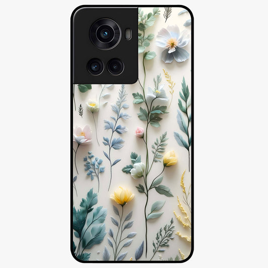 Pastel Garden Whispers Glass Case for 1+10R soft front view featuring delicate pastel floral artwork