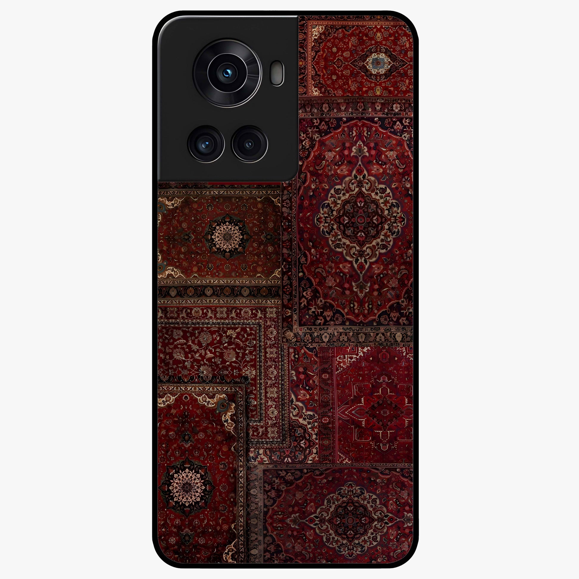 Persian Velvet Tale Glass Case for 1+10R luxurious front view featuring velvet inspired Persian pattern artwork