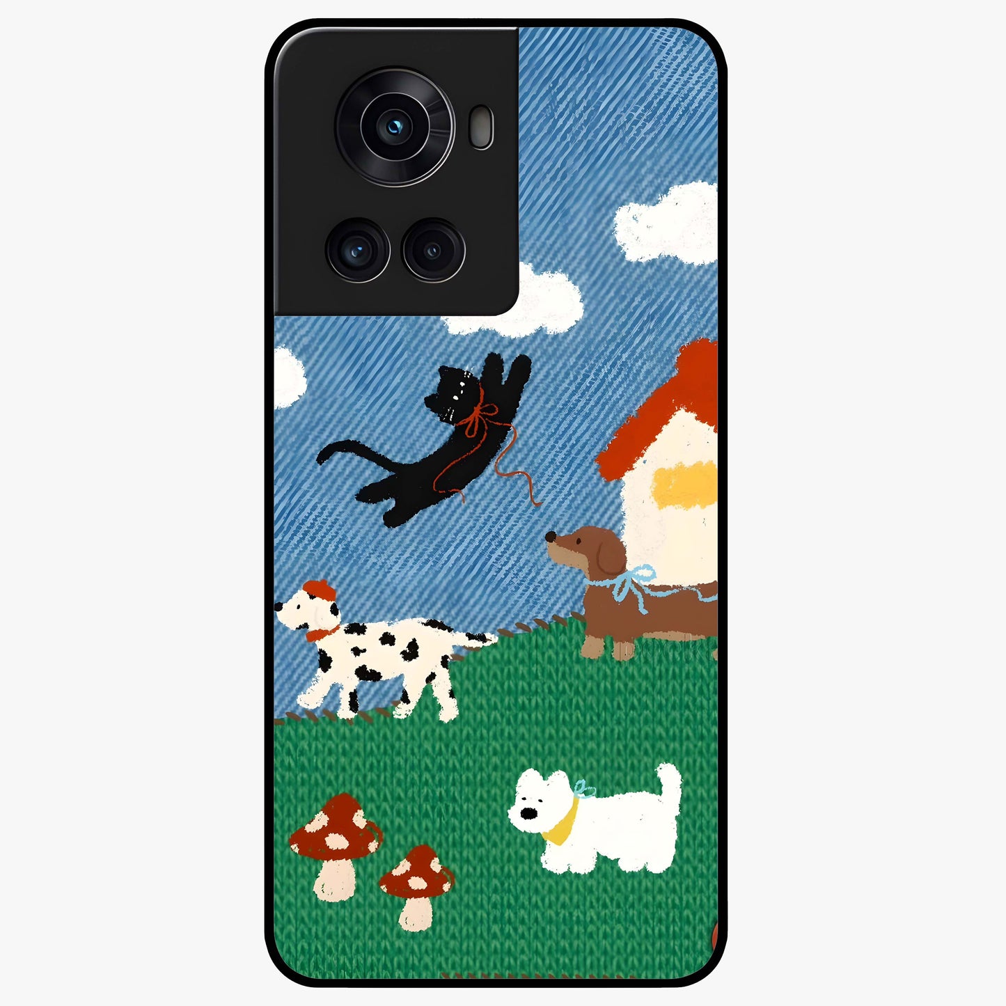 Pet Adventures Glass Case for 1+10R playful front view featuring cute pet themed artwork