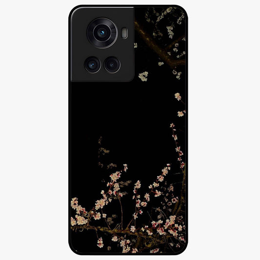 Petal Moon Light With Custom Name Glass Case for 1+10R graceful front view featuring floral artwork under moonlight with personalized name design