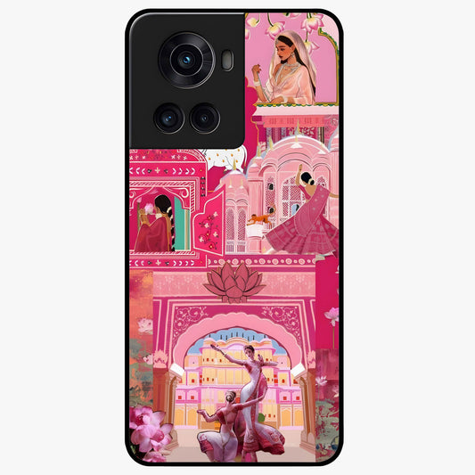 Pink Palace Muse Glass Case for 1+10R elegant front view featuring palace inspired artwork in soft pink hues