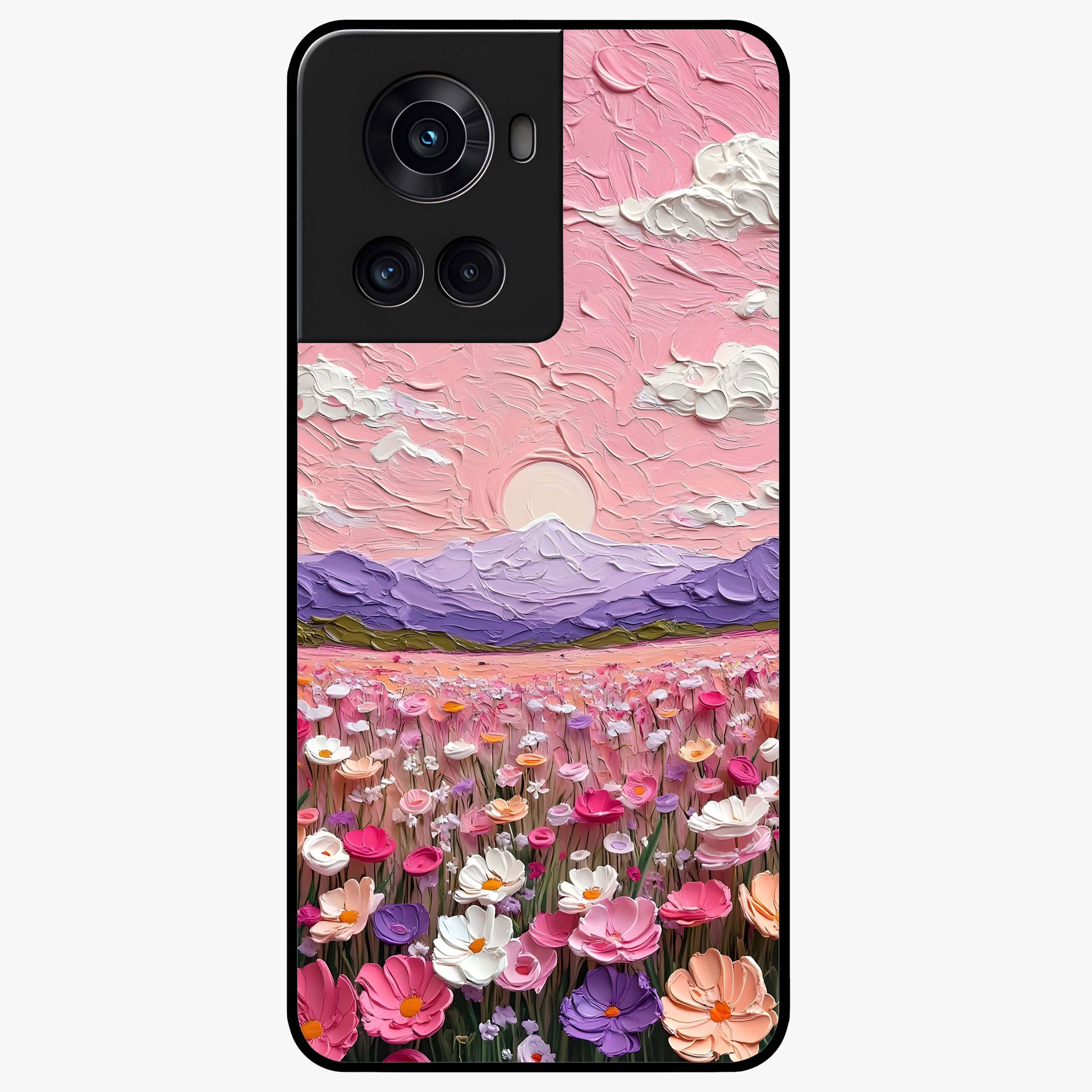 Pink Pastel Groovy Art Glass Case for 1+10R playful front view featuring groovy retro artwork in pastel pink tones