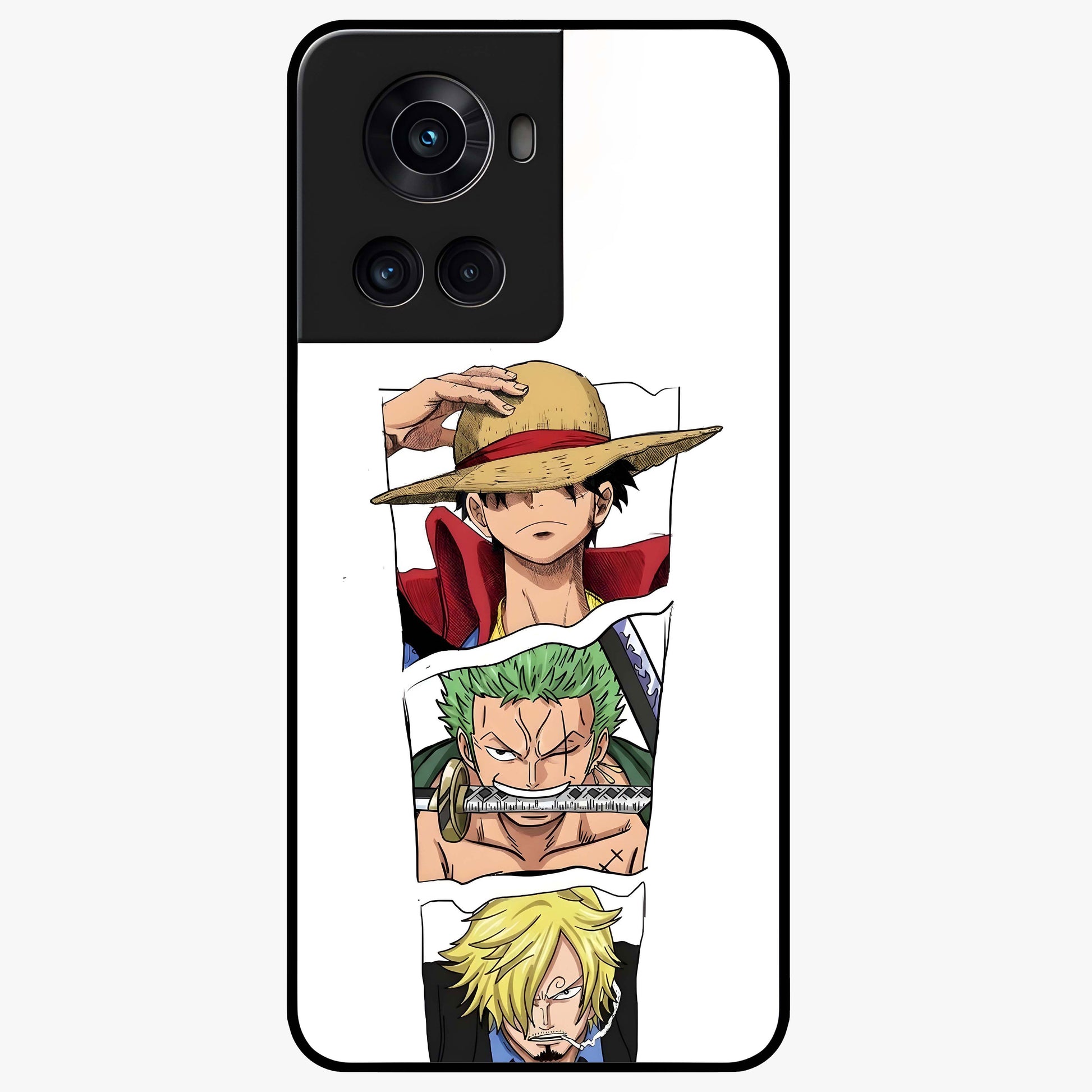 Pirate Trio Resolve Glass Case for 1+10R bold front view featuring pirate inspired trio artwork