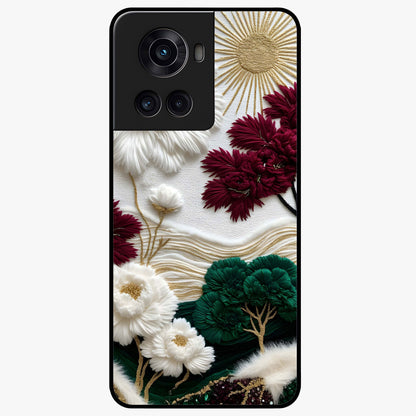 Radiant Bloom Elegance Glass Case for 1+10R elegant front view featuring luminous floral artwork