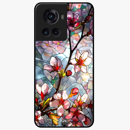 Radiant Bloom Glow Glass Case for 1+10R vibrant front view featuring glowing floral artwork in warm tones