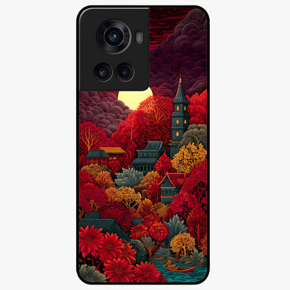 Red Scenery Hot Glass Case for 1+10R dramatic front view featuring bold red landscape artwork