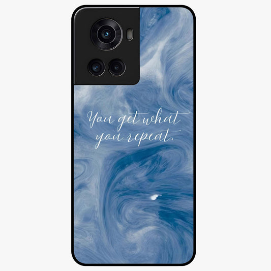 Repeat Your Destiny Glass Case for 1+10R motivational front view featuring bold typography artwork