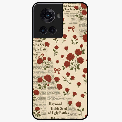 Retro Rose Journal Glass Case for 1+10R elegant front view featuring vintage rose artwork with journal aesthetic