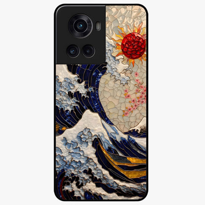Rising Wave Glory Glass Case for 1+10R dynamic front view featuring powerful wave inspired artwork