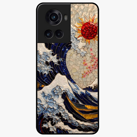 Rising Wave Glory Glass Case for 1+10R dynamic front view featuring powerful wave inspired artwork