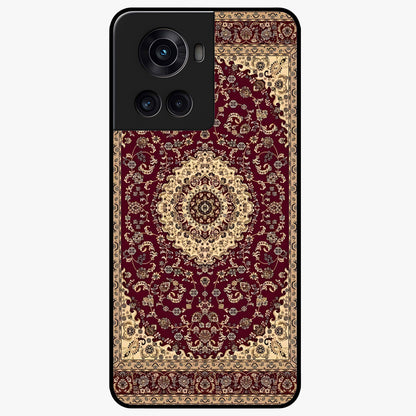 Royal Maroon Heritage Glass Case for 1+10R bold front view featuring intricate heritage pattern artwork in maroon tones