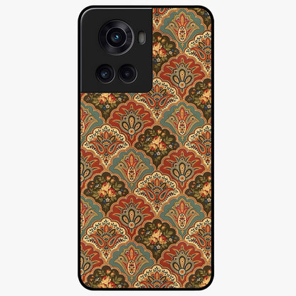 Royal Threadwork Glass Case for 1+10R elegant front view featuring embroidered threadwork inspired artwork