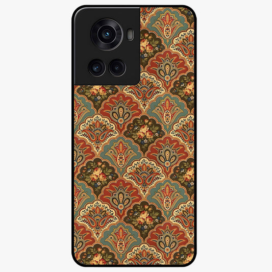 Royal Threadwork Glass Case for 1+10R elegant front view featuring embroidered threadwork inspired artwork