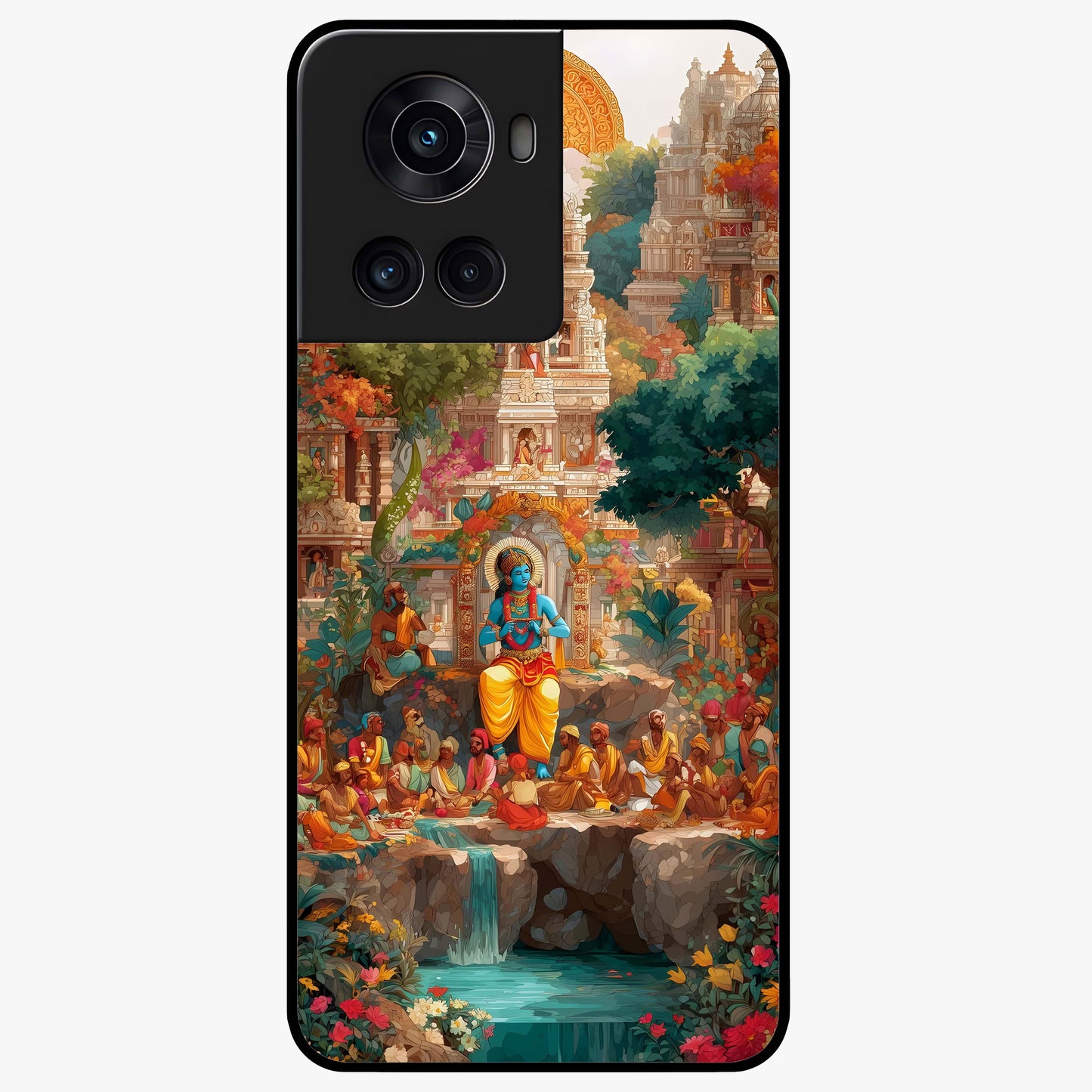 Sacred Sunlight Gods Glass Case for 1+10R powerful front view featuring divine artwork bathed in golden sunlight